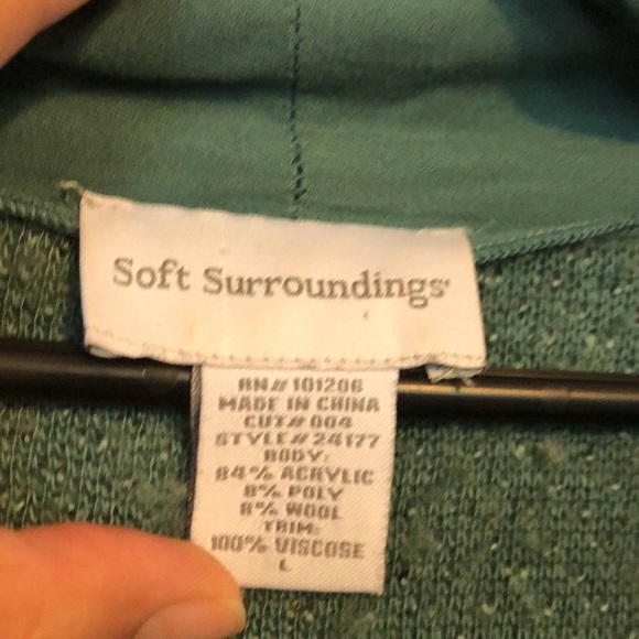 Soft Surroundings Wool Boucle Cardigan in Teal - Picture 5 of 12